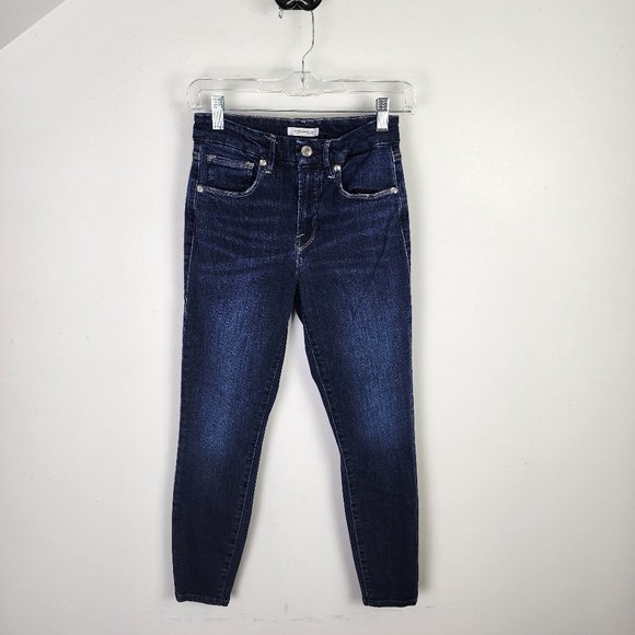 Good American Denim - Good American Dark Wash Good Legs Crop Stretch Denim Jeans Size 4/27